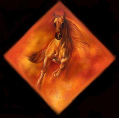 horse on fire elizabeth silk artist painting