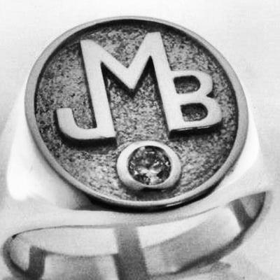 Gents monogram and diamond ring