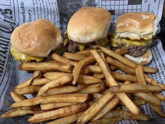 Sliders and fries