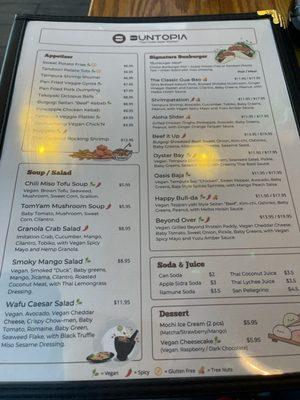 Extensive menu