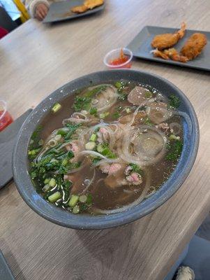 Beef and meatball pho