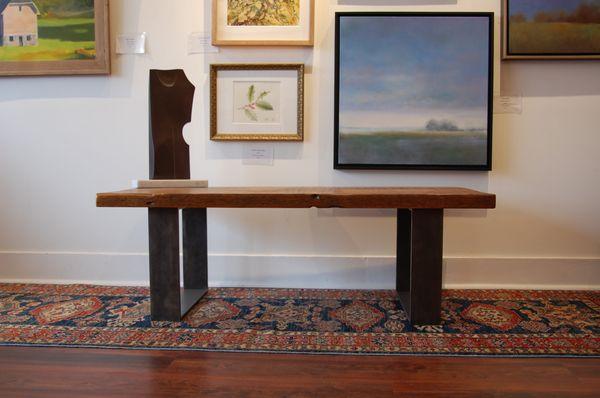 Coffee table made with wood from an industrial building in Tribeca, NYC circa 1890