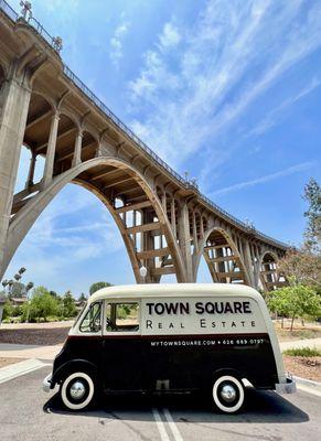 Company Van at the Colorado Street Bridge