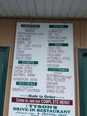 Partial menu