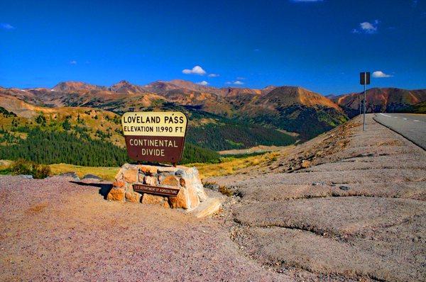 On the continental divide at the summit of Loveland Pass
