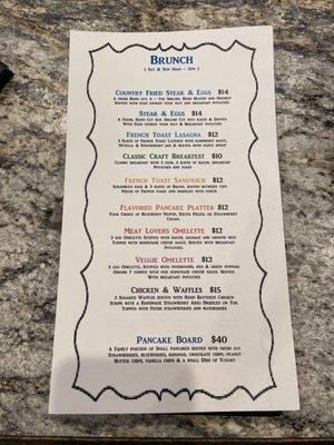 Saturday and Sunday brunch menu from 10-2!!