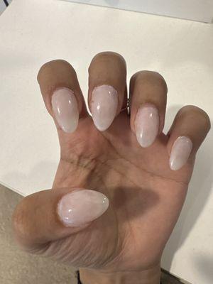 Gel Full Set Fill In, streaky and bubbles in it. Terrible job, nails look a week old and I got this yesterday.