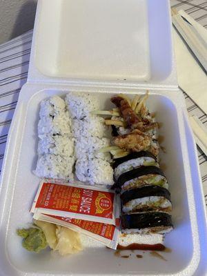 cali roll on left spider roll on right