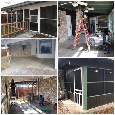 Concrete, plywood, electrical and new paint color.