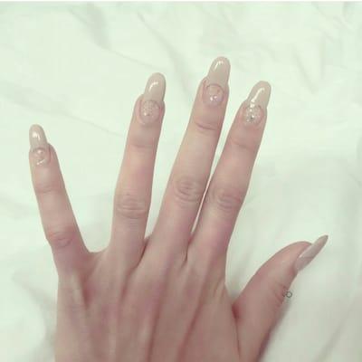 Nude stiletto glitter nails