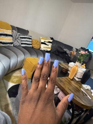 $37 for Acrylic with gel not bad, she did a better job this time because I got shorter nails.