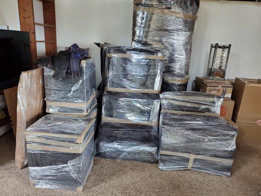 Another great example of wrapping furniture for a local move!