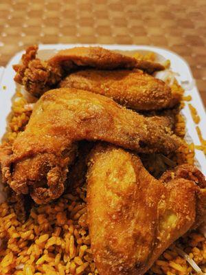 Chicken Wing Platter with Shrimp Fried Rice