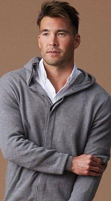 Cashmere hoodie, cool and luxurious.