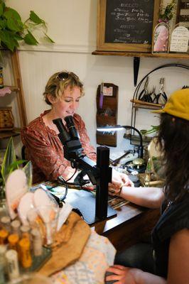 Pamela of Pamela Susan Jewelry custom fits a Forever Bracelet in Kati Claborn, musician of Blind Pilot!