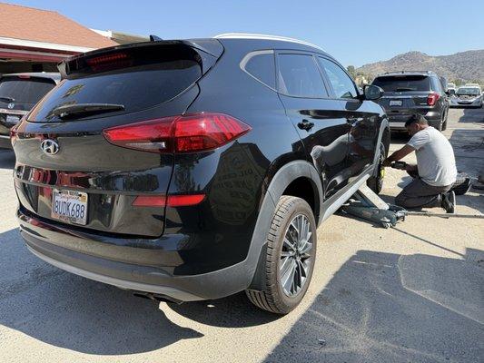 Working away on my vehicle.