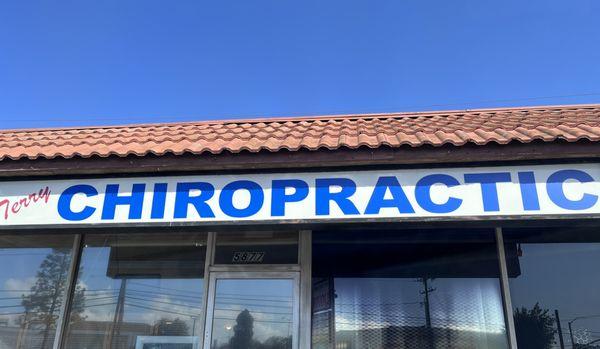 Front entrance and sign