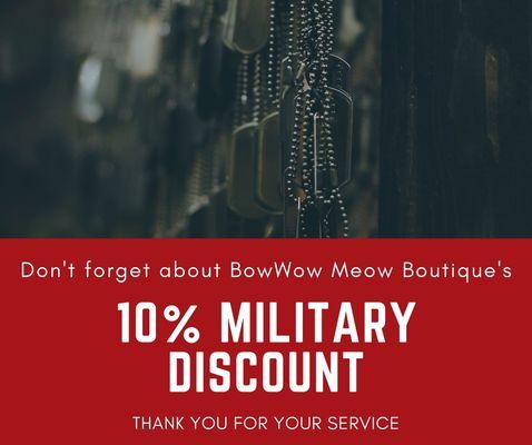 We offer a 10% military discount