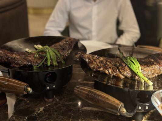 Two orders of skirt steaks each for 2! Definitely enough food for more...