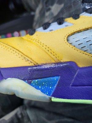 Where they rubbed the purple off trying to scrub the yellow to death..