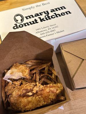 Got the Rookie ate most of the Chicken before making the review. Also got a half dozen of donuts. Always good donuts from Mary Ann's