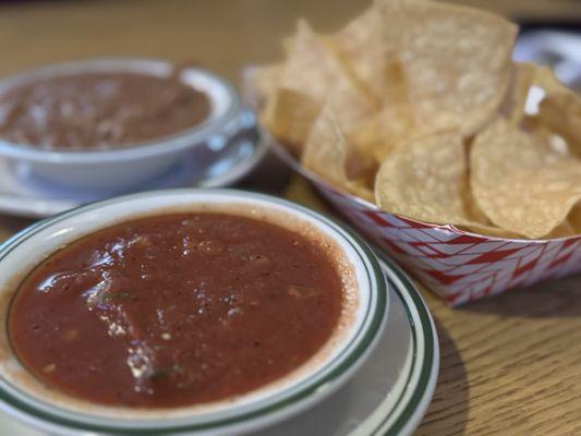 Complimentary Chips, Salsa and Bean Dip