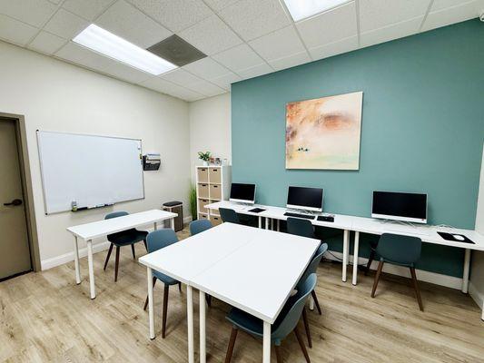 Teens in our PHP program continue their academic pursuits in our well-equipped schoolroom with computers and desks.