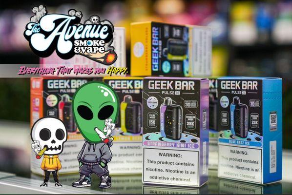 "Geek Bar Pulse X is fully stocked at The Avenue Smoke & Vape - Chino! Find the exact flavor you're looking for at the best prices--