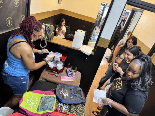 Our backpack give away and snow cone giveaway was a success