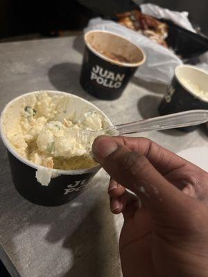 Hair mixed into the potato salad, not just on top but mixed in the whole batch. BE CARFUL EATING HERE!!