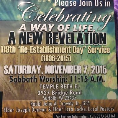 "Re-Establishment Day" flyer