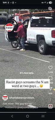 Here's a photo of his truck with the name of company present.