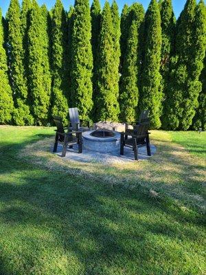 Meadow View Gardens fire pit patio installation 2023
