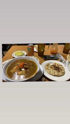 Sopa de res and papusa
