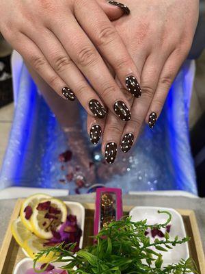 Builder gel manicure and deluxe rose gel pedicure