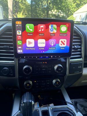 2015 Ford F150 11" Alpine Wireless Carplay Android Auto touchscreen upgrade with Maestro Audio integration.