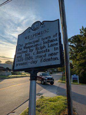 Weapemeoc Historical Marker, Edenton