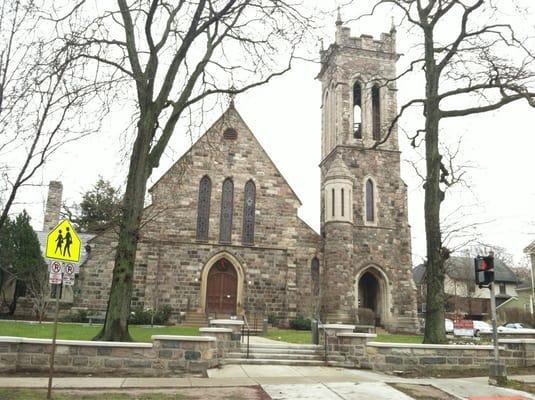 Church front on one-way street, N. Division.
