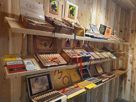 We have three shelves of fine Cigars in our humidor. As we grow so does the selection.