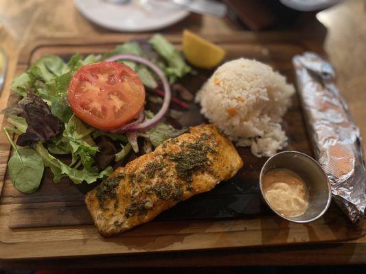 Salmon steak with chimichurri