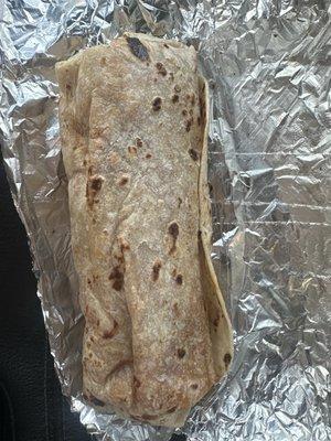 Burrito with cheese, potato, egg and chorizo