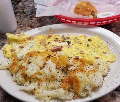 Solid Ham & Cheese Omelet @ $7.99.