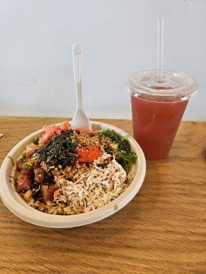 Poke bowl and seasonal lemonade