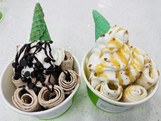 Salted Caramel and Chocolate Brownies Rolled Ice Cream