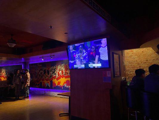 TV screen on the wall.