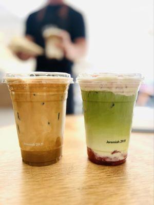 Mocha Latte & Strawberry Matcha