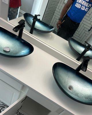 Before And After Bathroom Sinks Installation