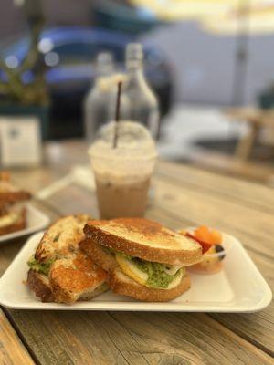 Avocado eggs cheese sandwich