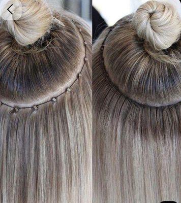 Hand tide bead extensions weft sew-in