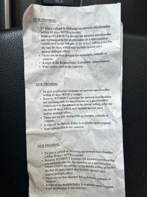 Foot locker policy (our promise)